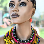 Dupsie's Nhyira Adornment Five step African print Ankara wrapped necklace DPNLNA5