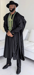 FEDORA African fashion men Dupsies Agbada Senator Black Dashiki Grand boubou 