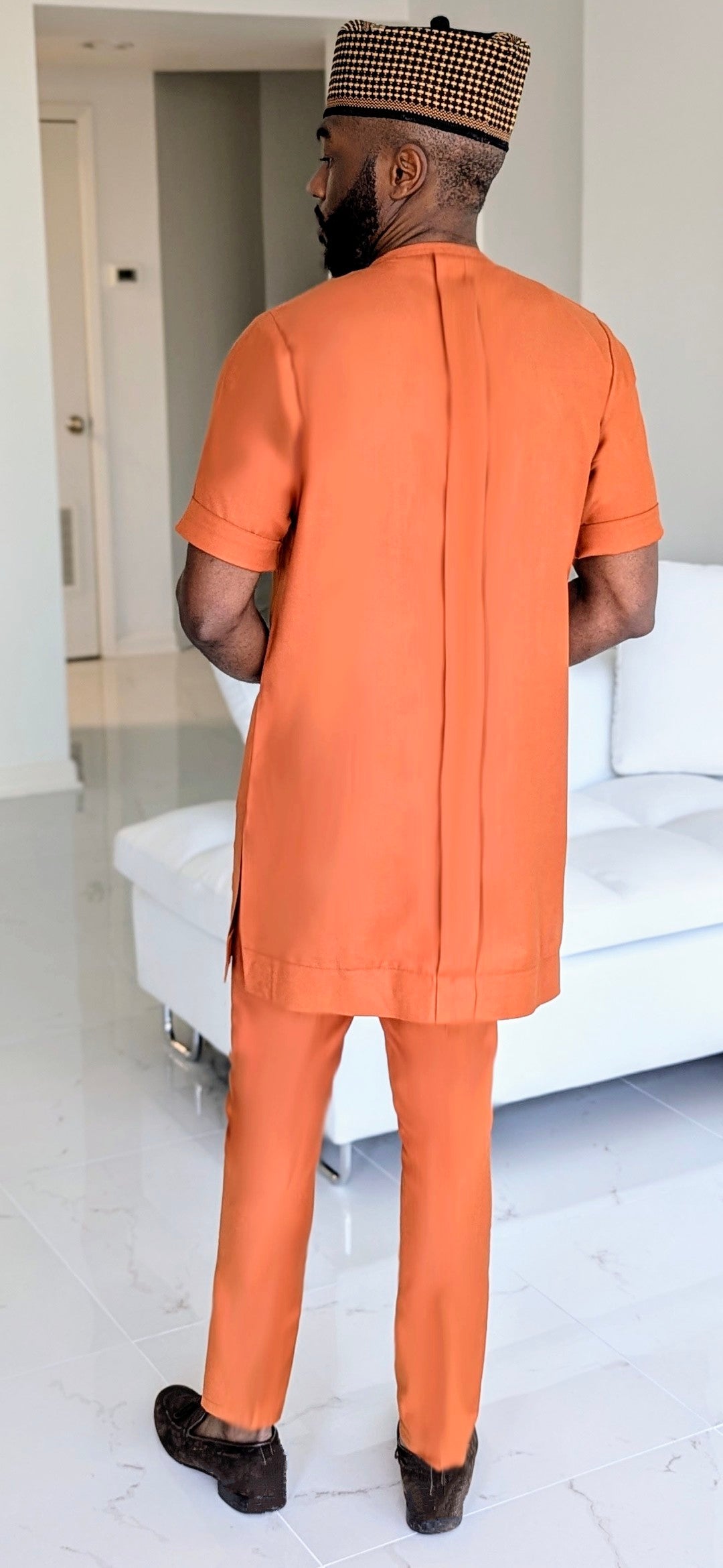 Burnt orange African senator fashion men dupsies