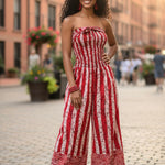 Striped Red and White jumpsuit for women by Dupsie's African clothing