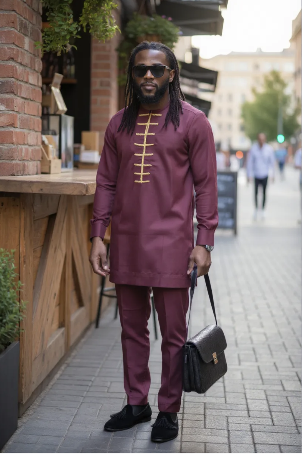 Burgundy Gold Dupsie's Senator Dashiki Suit set