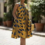 Dupsie's Blue and Orange Ajere Peacock African Print Dress DP3816D9 