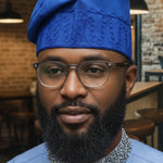 Shittu Embroidered Royal-Blue Adebo Fila Kufi Men’s Cap Hat – Handwoven Cotton Nigerian Yoruba Hat by Dupsie’s African Fashion | Luxury African Hat, African Clothing & African Men’s Fashion for Weddings & Special Events DPAHERB22 Dupsie's African Fashion