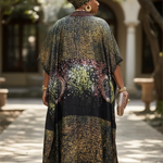 Iyawa – Multicolored African Tie-Dye Boubou Dress with Silk Aso Oke Pattern Neckline by Dupsie’s African Fashion – Premium Nigerian African Clothing for Women DPA4TDAS Dupsie's African Fashion