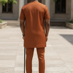 Dupsie's Danladi Burnt-Orange Senator Dashiki Suit with matching slim fit pants DPASBO72 