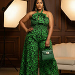 Dupsie's Dunni African Print Wide Leg Tie-Dye Batik Jumpsuit DPJSDBG2 | African Fashion | Dupsie's by Dupsie's African Fashion