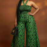 Dupsie's Dunni African Print Wide Leg Tie-Dye Batik Jumpsuit DPJSDBG2 | African Fashion | Dupsie's by Dupsie's African Fashion