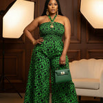 Dupsie's Dunni African Print Wide Leg Tie-Dye Batik Jumpsuit DPJSDBG2 | African Fashion | Dupsie's by Dupsie's African Fashion