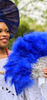 Royal Blue Ishola African Wedding Fluffy Feather fan with Silver Glittery embellishments-DPFBSR41