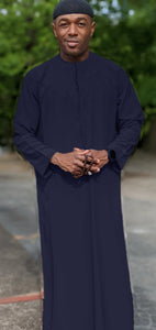 Borno Navy-Blue African Kaftan Long Sleeve Long Shirt Dashiki Senegalese for Men-DPKM875