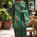 Sukke green African embroidered rhinestone Ankara maxi dress for women by Dupsie's African Fashion featuring premium cotton African print fabric.