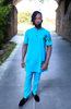 Dupsie's Gwandu Turquoise-Blue African Senator Dashiki Suit DPASTBB21