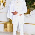 Regal White Gold African King Wedding suit Dupsie's