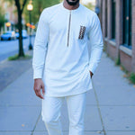 White African Suit for men with mud cloth trim Dupsie's