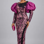Aajokeh pink fuchsia and black African lace skirt suit for women by Dupsie’s African Fashion