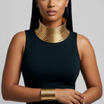 Aala Gold African Necklace & Bracelet Set for Women | Dupsie’s DPNJNB32 by Dupsie's African Fashion