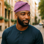 Ademide Lilac Aso Oke Kufi Hat – Brimless Yoruba fila African clothing by Dupsie’s African Fashion 