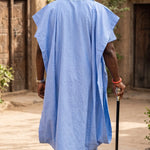 African Agbada for men in light blue embroidered Nigerian Yoruba fashion luxury African clothing by Dupsie's African Fashion.