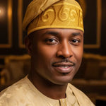 Ami-Dupsie Gold Embroidered African Aso Oke Fila Cap Hat for Men | Nigerian Yoruba African Fashion DPHDUP5 by Dupsies
