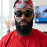 Luxury African Aso Oke Hat for Men Silver Grey Red Embroidered Nigerian Yoruba Fila Cap African Men's Fashion