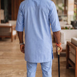 African Buba Sokoto Agbada Set for men made from premium cotton brocade with luxury embroidery