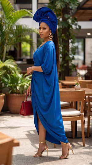 ladies royal blue dress Aila Satin Abaya Caftan for Women | African Fashion Collection_1_SS26