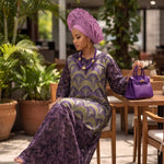 Elegant African print Ankara dress with rhinestones for Nigerian women