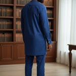 Stylish Royal Blue African Fashion Set for Men with Matching blue Drawstring Pants