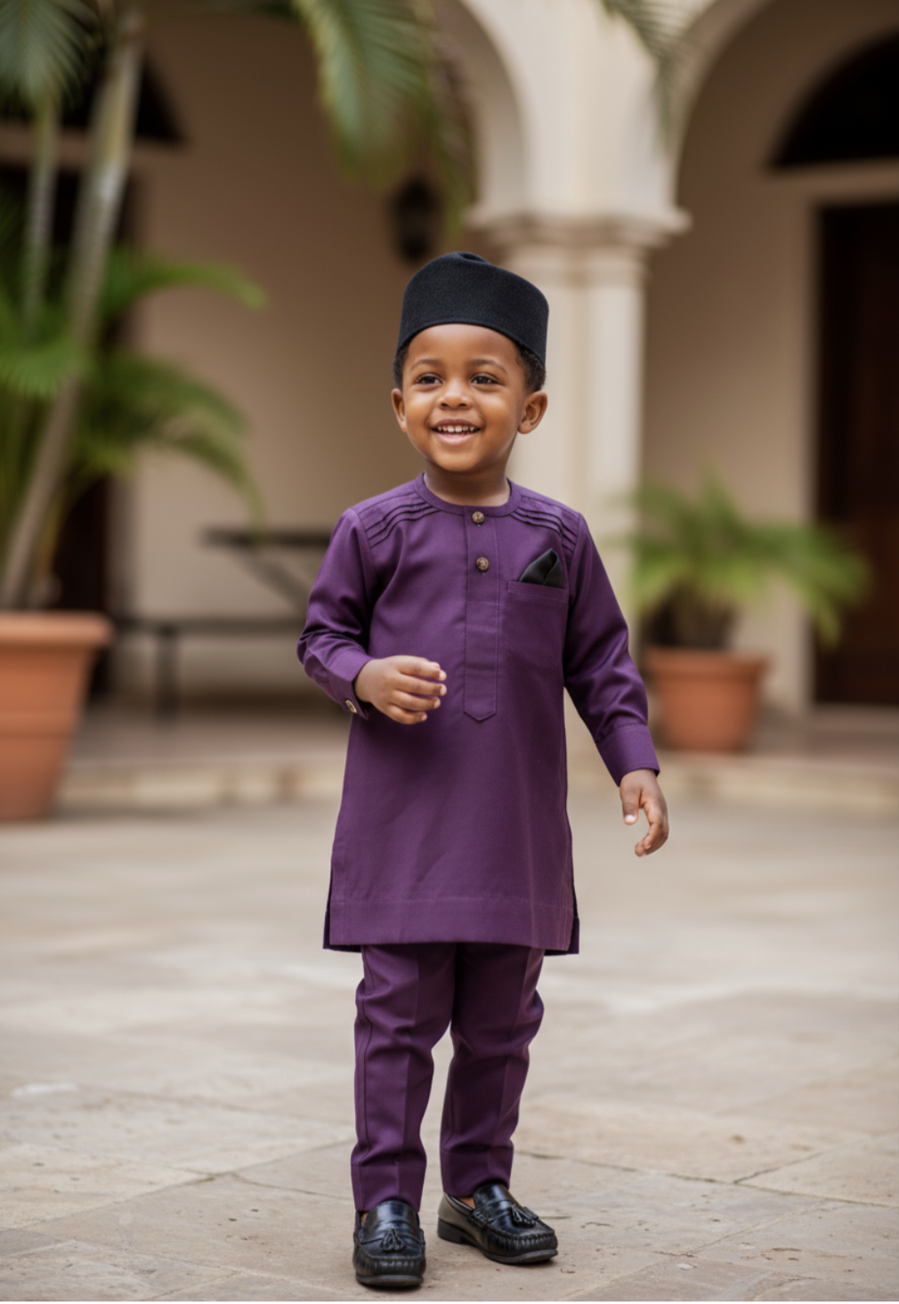 Stylish Purple African Clothing for Men featuring Elegant Senator Design