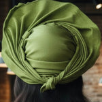 Stylish Light-Green Aso Oke Head Wrap in African Fashion