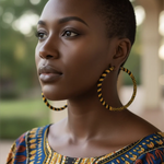 Fionaa African hoop earrings in vibrant Kente style, perfect for women.