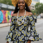 Hand‑woven cotton voile lace two‑piece for African wedding with rhinestone wrap skirt