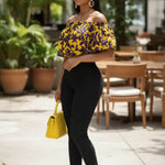 Yellow and Purple African Print Top-DP3766DHT | African Fashion | Dupsie's by Dupsies