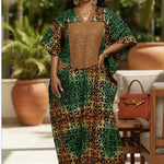 Close-up of the intricate Dupsie's Ankara print and texture of the Toripe Boubou Dress.