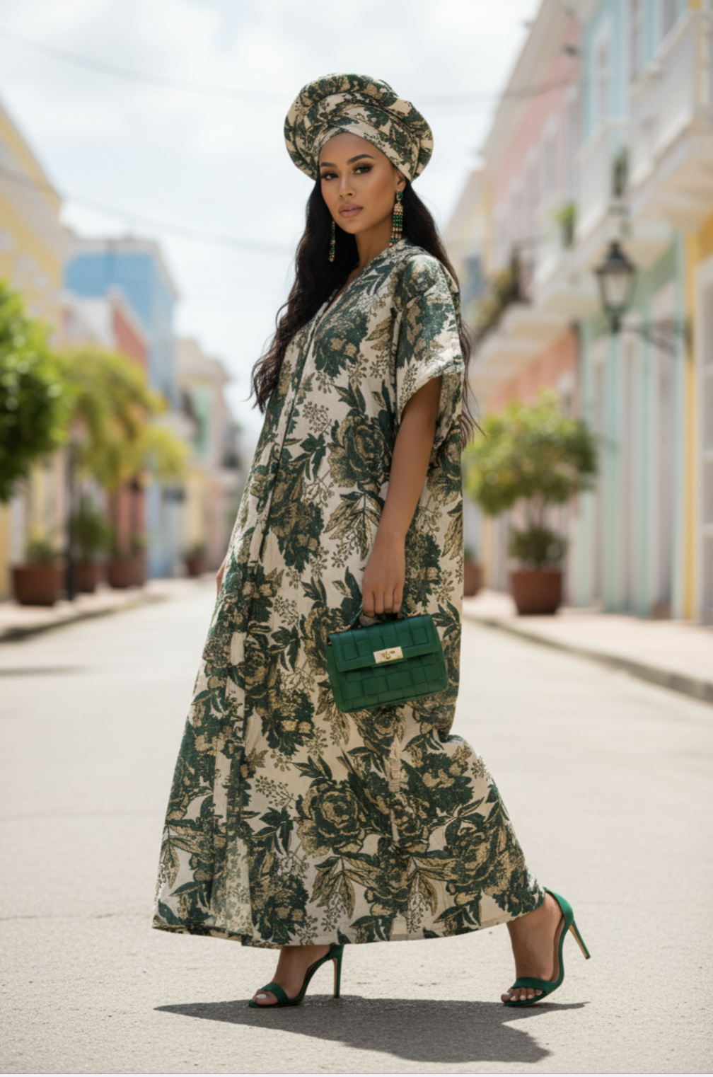 Elegant African Print Dress Showcase on a model