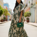 Elegant African Print Dress Showcase on a model