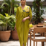 Hamsa Green Satin Abaya Caftan Dress for Women | African Fashion | Dupsie’s DPSDGWB50 by Dupsie's African Fashion