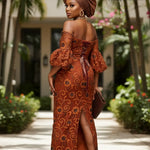 Luxury African women lace party dress with rhinestones and sequins embroidery for Nigerian wedding fashion and African formal attire.