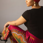 Ngelah Red African Print Pants for Women | Cotton Kitenge Ankara Pants | Dupsie’s African Fashion DP3975EPW by Dupsie's African Fashion