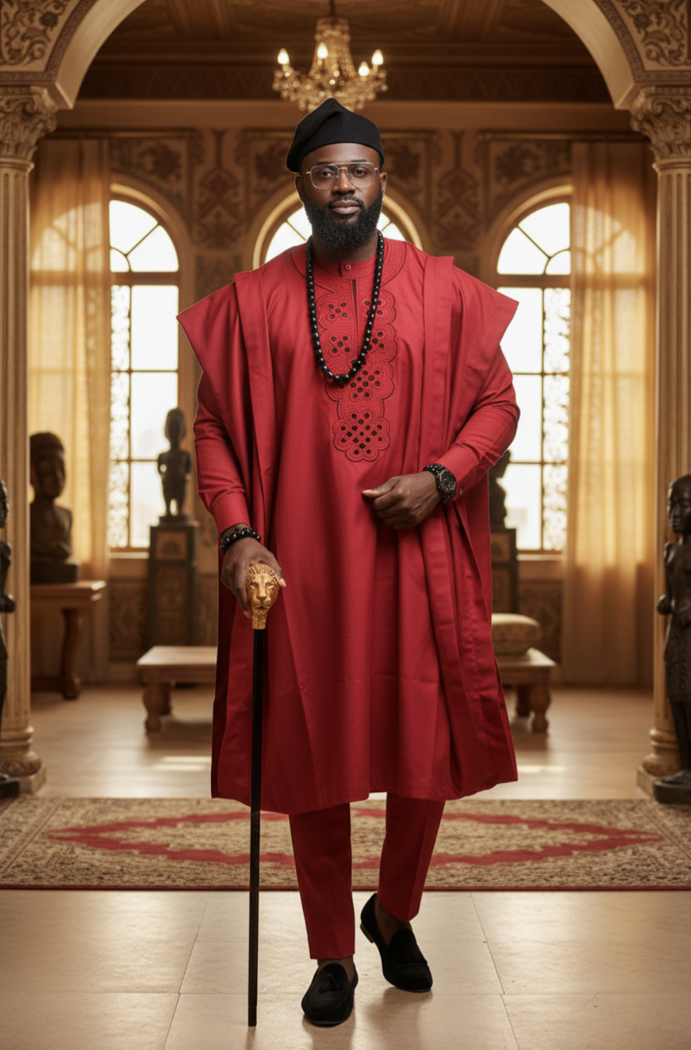 Inner Senator Dashiki Top included in the Red Agbada Ensemble