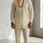 Stylish 3-piece Agbada set suitable for Nigerian groom fashion