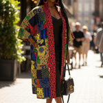 Detail of Rhinestones on Alexis African Print Kimono Dress