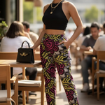Detailed view of the Alina African print pants showcasing intricate Ankara patterns.