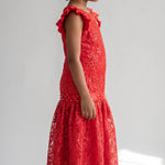 Dupsie's Amia Red African Lace Rhinestone Sequin Maxi Dress for Girls | Nigerian African Fashion DPRDSQLDG-05 by Dupsies