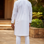 White and gold embroidered Anagh Ensemble by Dupsie's African Fashion.