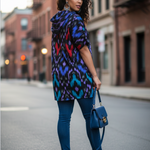 Casual African hoodie top made with authentic Ankara fabric.