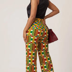 Appiah Kente African Print High-Waisted Pants for Women | Dupsie’s African Fashion DPAGGK01 by Dupsie's African Fashion