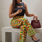 Appiah Kente African Print High-Waisted Pants for Women | Dupsie’s African Fashion DPAGGK01 by Dupsie's African Fashion