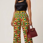 Appiah Kente African Print High-Waisted Pants for Women | Dupsie’s African Fashion DPAGGK01 by Dupsie's African Fashion