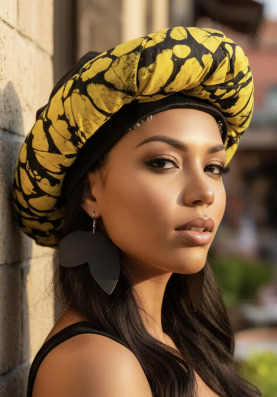 Arinade Yellow Black Gray Tie Dye African Print Hat – Cotton  display picture 2